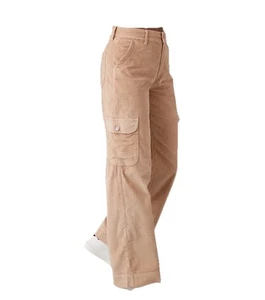 Pantalones American Eagle Mujer 16 Super HR Sueltos Pierna Ancha Caqui Pana Carga NUEVO - Imagen 1 de 15