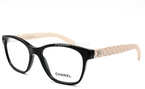 Chanel Gafas ch3290-Q 817 Gafas Negro Beige Cuero Acolchado 52mm con Bolsa - Imagen 1 de 9