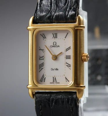 Vintage 1986 [Near MINT] Omega De Ville Cal.1455 Quartz White Roman Tank Women's - Image 1 of 4