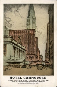 Nueva York Nueva York Hotel Commodore Grand Central Station postal sin usar - Imagen 1 de 2