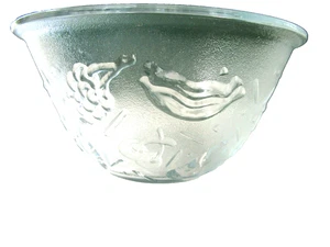 Vintage Frosted Glass 7" Bowl Etched Fruit - Picture 1 of 8