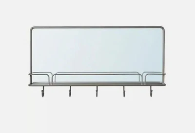 Ikea SYNNERBY Mirror with shelf and hooks, Steel, Glass, gray, 28×15" NEW - Image 1 of 4
