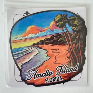 Amelia Island Florida Large Vinyl Sticker 4 Inch Coastal Beach Travel Waterproof - Picture 1 of 3