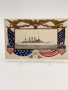 Embossed Patriotic Postcard USS Battleship Georgia 1912 Great White Fleet - Picture 1 of 10