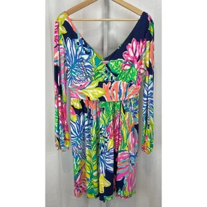 Vestido LILLY PULITZER Fleur en Travelers Palm Manga Larga Multicolor Talla L - Imagen 1 de 11