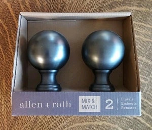 Allen + Roth Mix & Match Curtain Rod Finials Round ~ Gun Metal Finish #1239781 - Picture 1 of 4