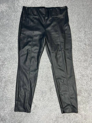 Zara Leather Pants Womens 2XL Black Fleece Lined High Rise Skinny Leg Side Zip - Image 1 of 4