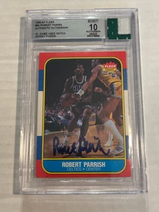 1986-87 Fleer Jersey Fusion Robert Parrish Prime Parche Automático BGS 10 Celtics G4 - Imagen 1 de 2