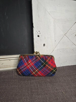 Monedero vintage tejido a cuadros 2 compartimentos 5x3 Foto 1 de 4