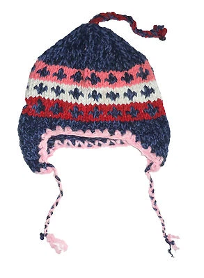 SOMBRERO DE INVIERNO - Azul Hecho a mano Lana natural Paquistaní - Gorra de esquí tejida para adultos H5 Foto 1 de 2