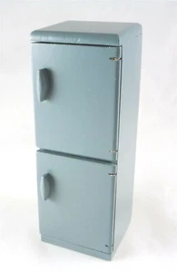 Closeout! Dollhouse Miniature Narrow Blue Grey Refrigerator w/ Two Doors, T2607 - Picture 1 of 2