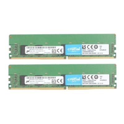 Crucial 16GB (2X8GB) DDR4 2666MHz PC4-21300 ECC Registered  Memory CT8G4RFS8266 - Image 1 of 3