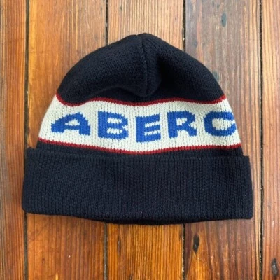 Gorro de esquí vintage años 90 Abercrombie & Fitch azul marino plegable Foto 1 de 4