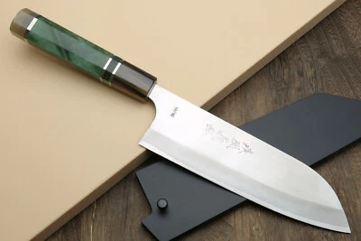 Cuchillo de chef multiusos Yoshihiro acero de alta velocidad HAP40 Santoku Foto 1 de 4