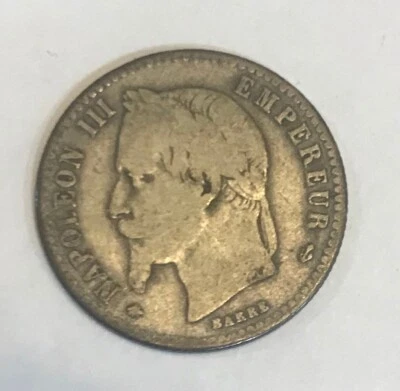 50 céntimos de plata 1866 A Francia Napoleón III Foto 1 de 2