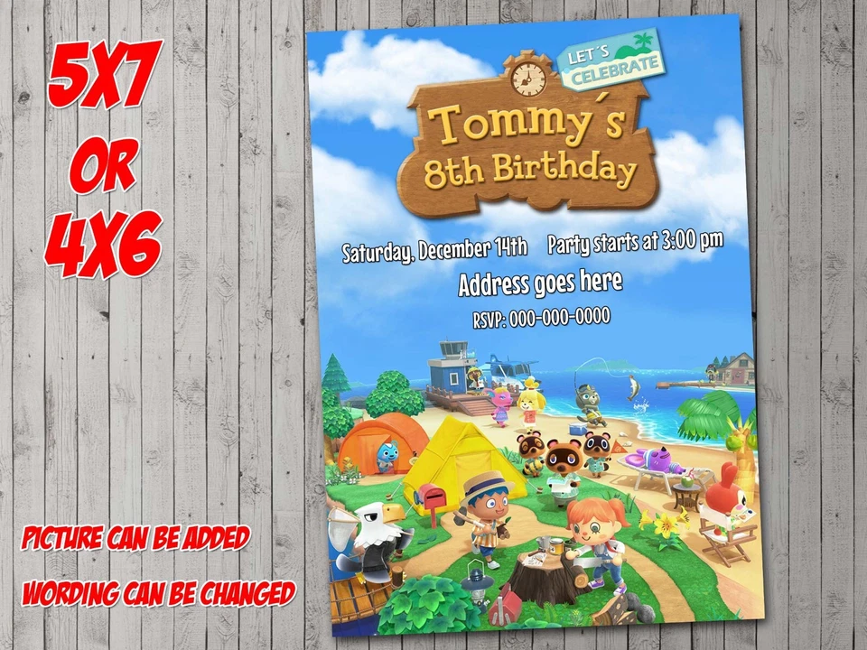 Animal Crossing Digital Party invitation,  invite, flyer, evite - Image 1 of 1