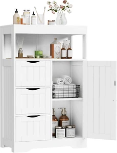 Bathroom Storage Cabinet Freestanding Floor Cupboard with 1 Door and 3 Drawers f - Picture 1 of 8