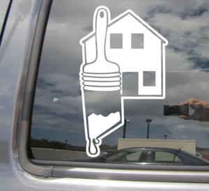 Painter Paint Brush and House - Contractor Car Window Vinyl Decal Sticker 10378 - Picture 1 of 2