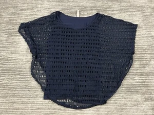 PerSeption Concept Top Womens Medium Blue Open Knit Overlay Casual - Picture 1 of 9