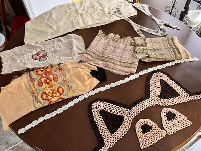 ВАУ! NY дизайнерский тайник винтажный украшенные ткани бежевый бисером вышитый шелк - Изображение 1 из 4