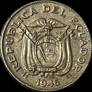 1946 Republica Ecuador 5 Centavos KM 75b World Type Coin One Year Type Lot C4371 - Picture 1 of 8