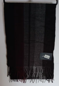 John Ashford Acrylic Men Winter Fringe Scarf Muffler 12 X 72" Plaid NEW - Picture 1 of 4