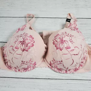 Torrid Bra Womens 50B Pink Floral Lace Underwire Plunge Push Up New With Tags - Picture 1 of 10