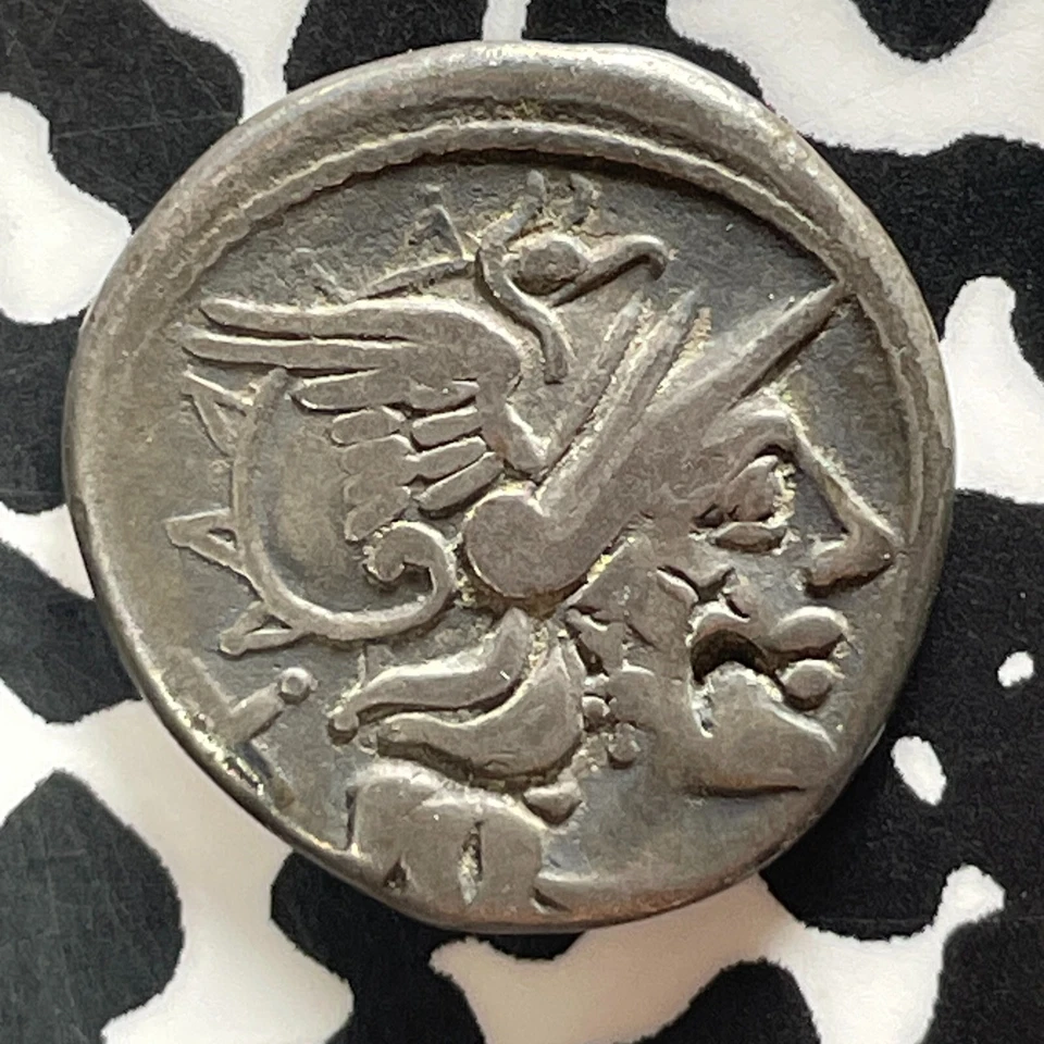 (150 BC) Ancient Rome Decimus Falvus AR Denarius Lot#JM9291 Silver! - Image 1 of 2