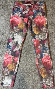 Bebe Women's Jeans Floral Print Denim 5 Pocket Skinny,Rise Stretch Size 27 - Picture 1 of 10
