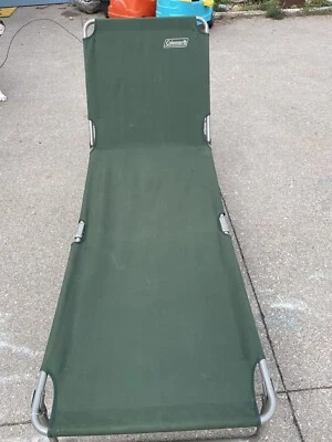 Cuna plegable convertible Coleman de lona verde marco de acero 76" x 24" silla a salón Foto 1 de 4
