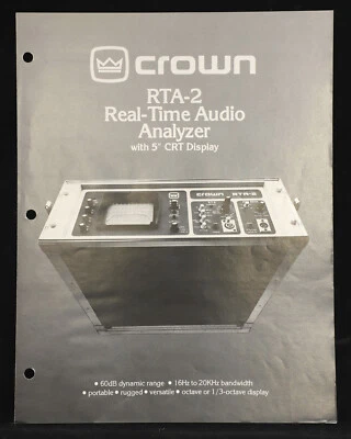 PRODUCTO ANALIZADOR DE AUDIO EN TIEMPO REAL CROWN RTA-2/FOLLETO DE VENTAS Foto 1 de 4