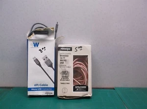 lot of 2 usb a to micro us b 1 6ft gray 1 10ft pink - Picture 1 of 4