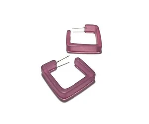 Amethyst Frosted Square Lucite Hoop Earrings - Picture 1 of 6