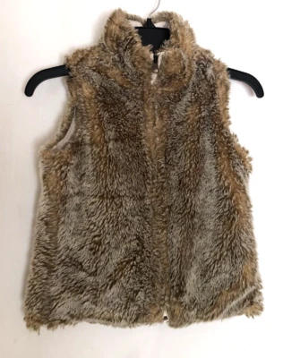 Girls Vest Size 8 GAP KIDS Reversable Faux Fur Stand -Up Collar Zipper Closure - Image 1 of 4