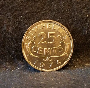 1974 British Seychelles 25 cents, Elizabeth II, bright UNC, KM-11 (SE5) - Picture 1 of 6