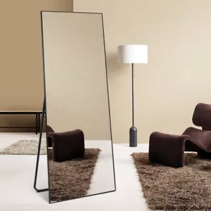 Black Rectangular Mirror 200x120cm Slim Aluminium Frame Bedroom Living Room Big - Picture 1 of 6