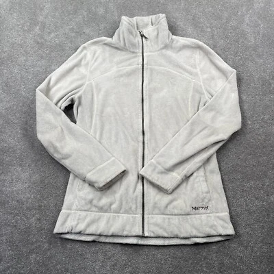 Marmot Women's Full Zip Embroidered Soft Fuzzy Fleece Jacket Size L Ivory - Image 1 of 4