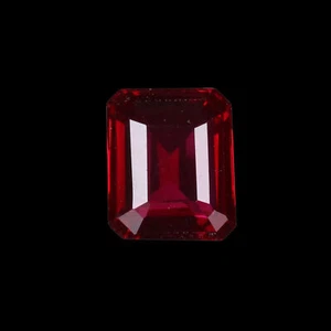 Lab-Created Emerald Cut Red Ruby Gemstone For Ring Making 9.Carat - Picture 1 of 6