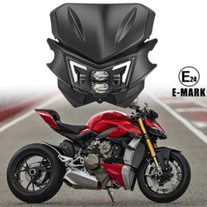 Motorcycle Front LED Headlight Light DRL Hi/Lo Beam For Street Fighter Dirt Bike - Picture 1 of 11
