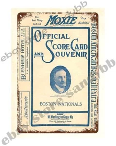 1908 baseball Boston Doves vs.  Scorecard metal tin sign - Picture 1 of 4