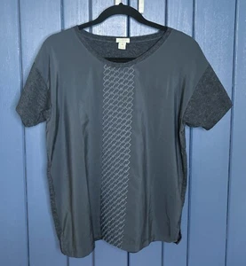 J Crew Embroidered Lattice Gray Shirt Medium Classic Preppy Neutral Staple - Picture 1 of 5