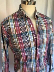 PETER MILLAR Men Cotton Poplin Shirt Multi Plaid, Large - Picture 1 of 8