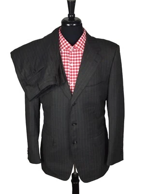 Corneliani Linea Sartoria Gray/Red 120’s Wool Stripe Suit US 40L ? Pants 32x32.5 - Image 1 of 4