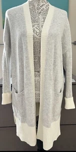Women’s London Kaye Cardigan Sweater Multi Color Block Long Open Front Soft S - Picture 1 of 7