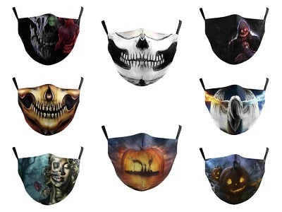 Adult/Kids Unisex Adjustable Facemasks Halloween Ghost Skull Hip Hop Mouth Masks - Image 1 of 4
