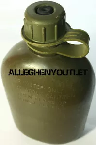 USGI US Army Military 1 QUART Hard Rigid Plastic 1QT CANTEEN, OD w NBC CAP GC - Picture 1 of 5