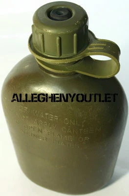 USGI US Army Military 1 QUART Hard Rigid Plastic 1QT CANTEEN, OD w NBC CAP GC - Image 1 of 4