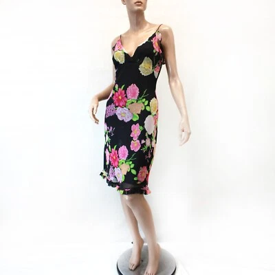 Vestido babydoll de hadas forrado de seda estampado floral Tessuto Y2K sin mangas XS Foto 1 de 4