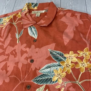 Tommy Bahama silk floral Hawaiian S/S Button Down Shirt Men’s Large L color - Picture 1 of 11