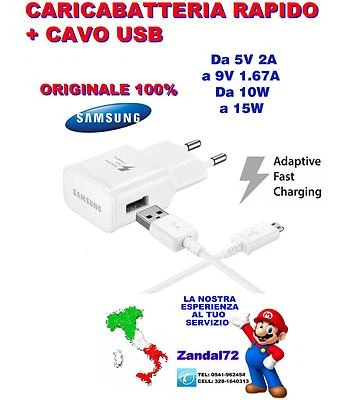 CARICABATTERIA RAPIDO ORIGINALE SAMSUNG + CAVO USB NOTE 4 NOTE4 EDGE FAST N910 - Immagine 1 di 4